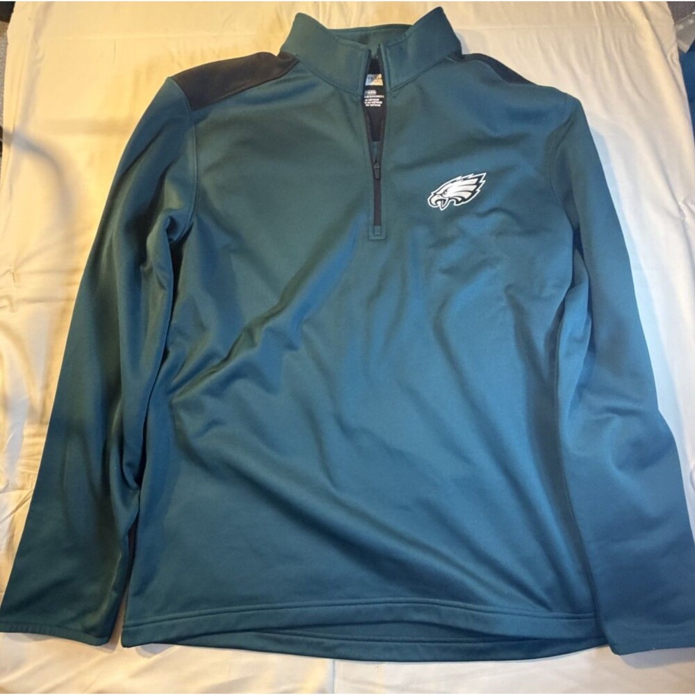 🦅💚🔥 PHILADELPHIA EAGLES MEN’S XL 1/4 ZIP PULLOVER JACKET – GREEN TEAM APPAREL